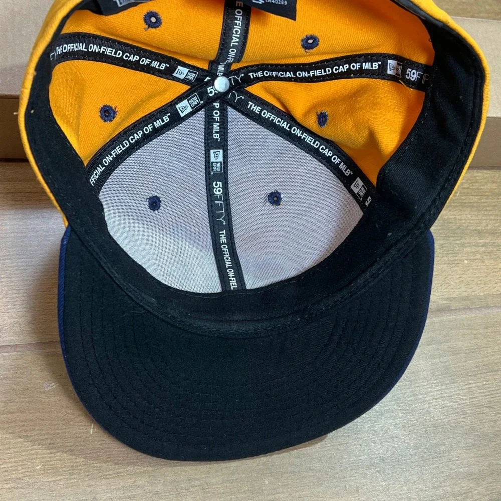 New Era 59FIFTY Montgomery Biscuits MiLB Fitted‎ Hat Yellow Navy Size 7 3/4